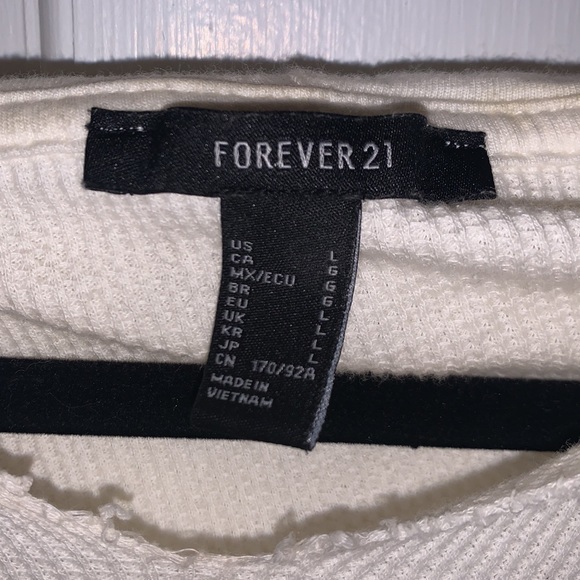 White Waffle Long Sleeve Hooded Crop Top - Picture 3 of 4